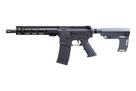Compact AR-15 pistol with Minimalist Brace, black.